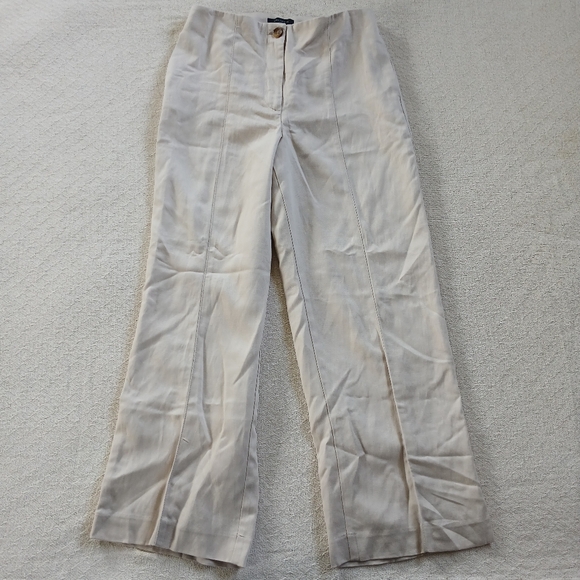 ann taylor ♡ linen wide leg seamed high rise pants - Picture 1 of 9